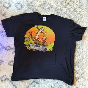 Calvin & Hobbes "Go for a hike" Tee, 3xl, Black